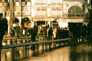 Flooded Venice in the winter